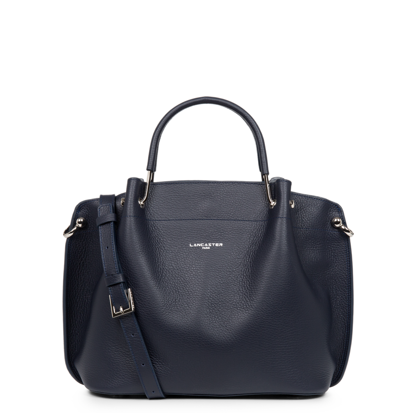 grand sac à main - foulonné double #couleur_bleu-fonc-in-argent
