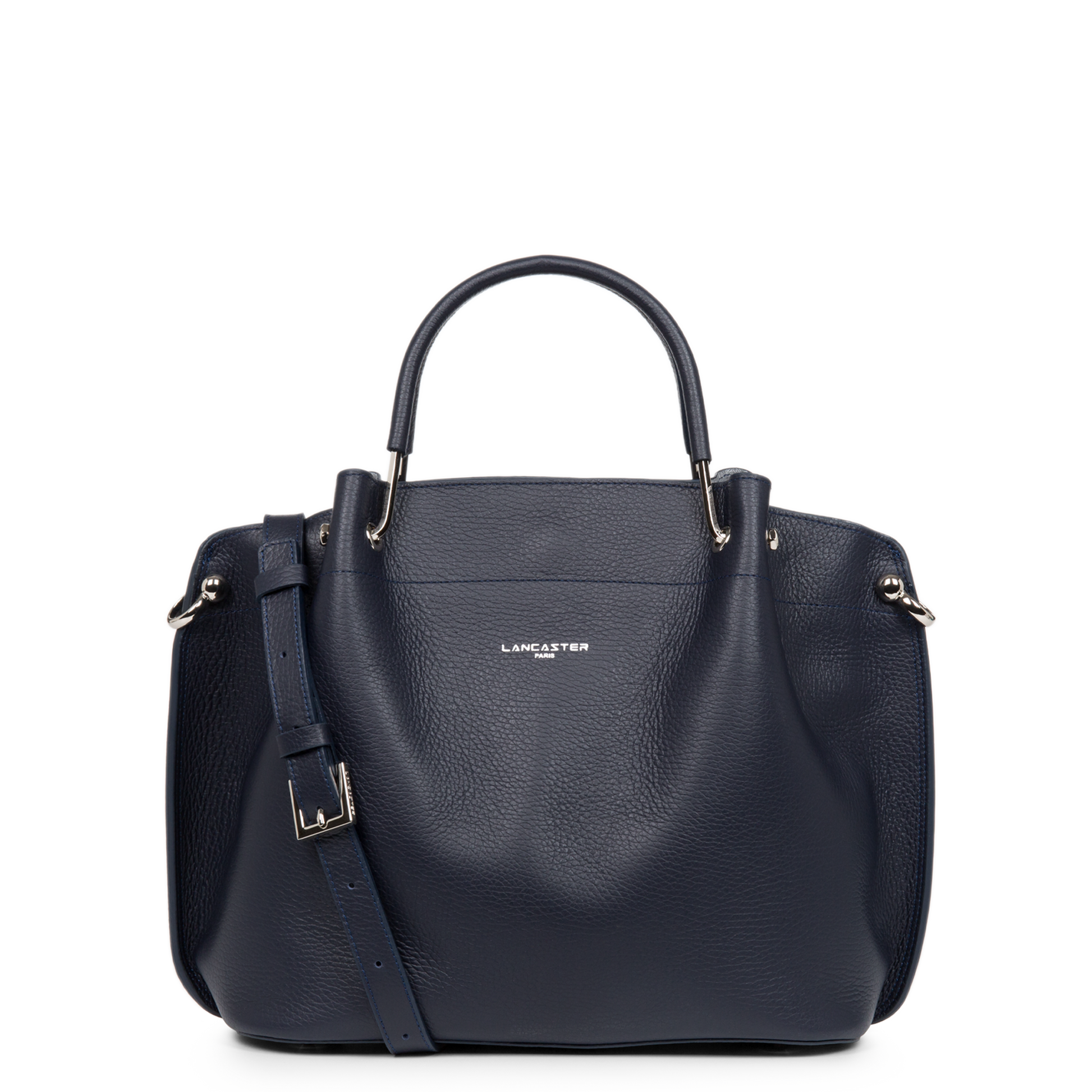 grand sac à main - foulonné double #couleur_bleu-fonc-in-argent