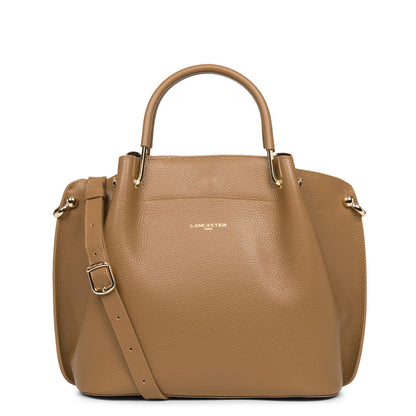 grand sac à main - foulonné double #couleur_camel-in-noir