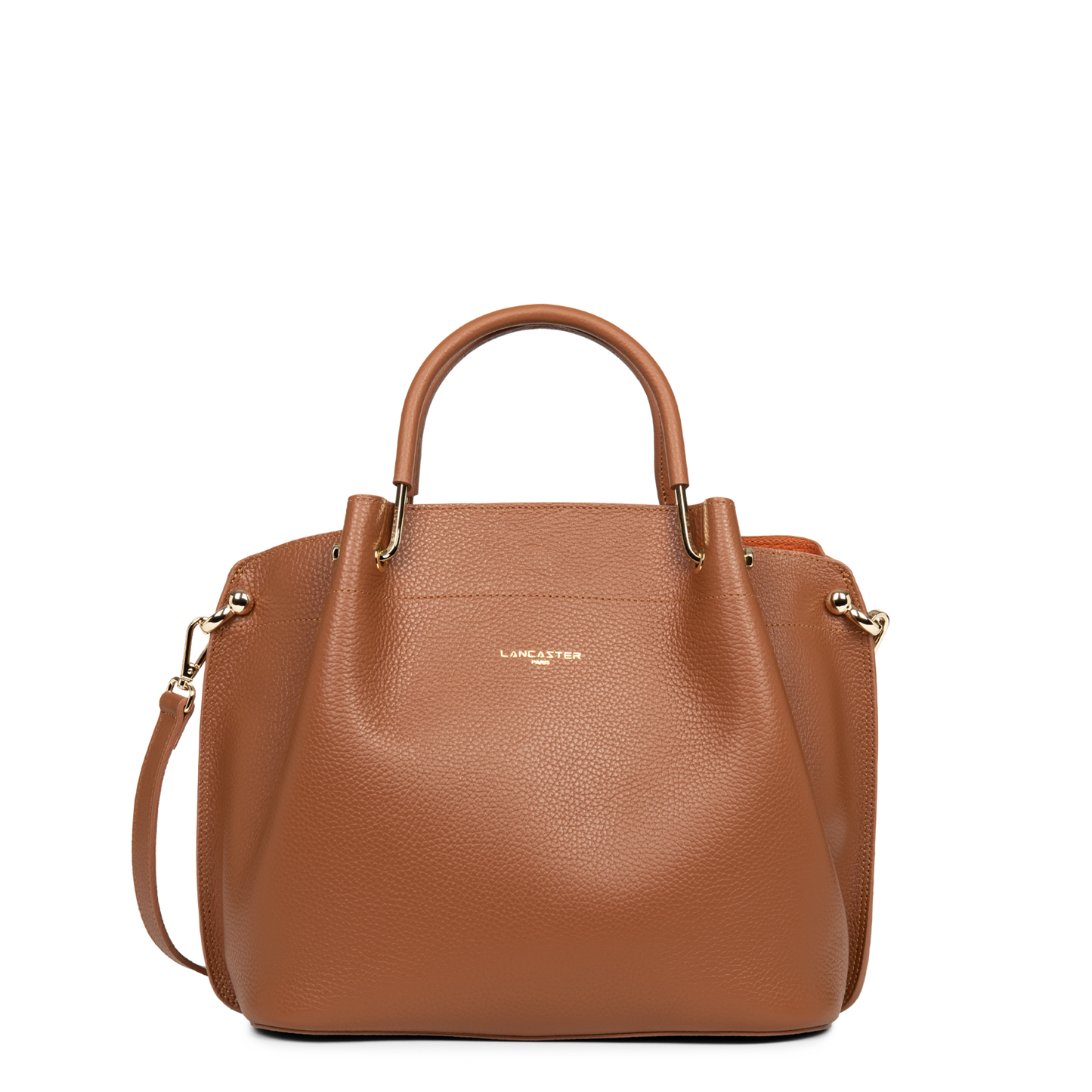 grand sac à main - foulonné double #couleur_camel-in-orange