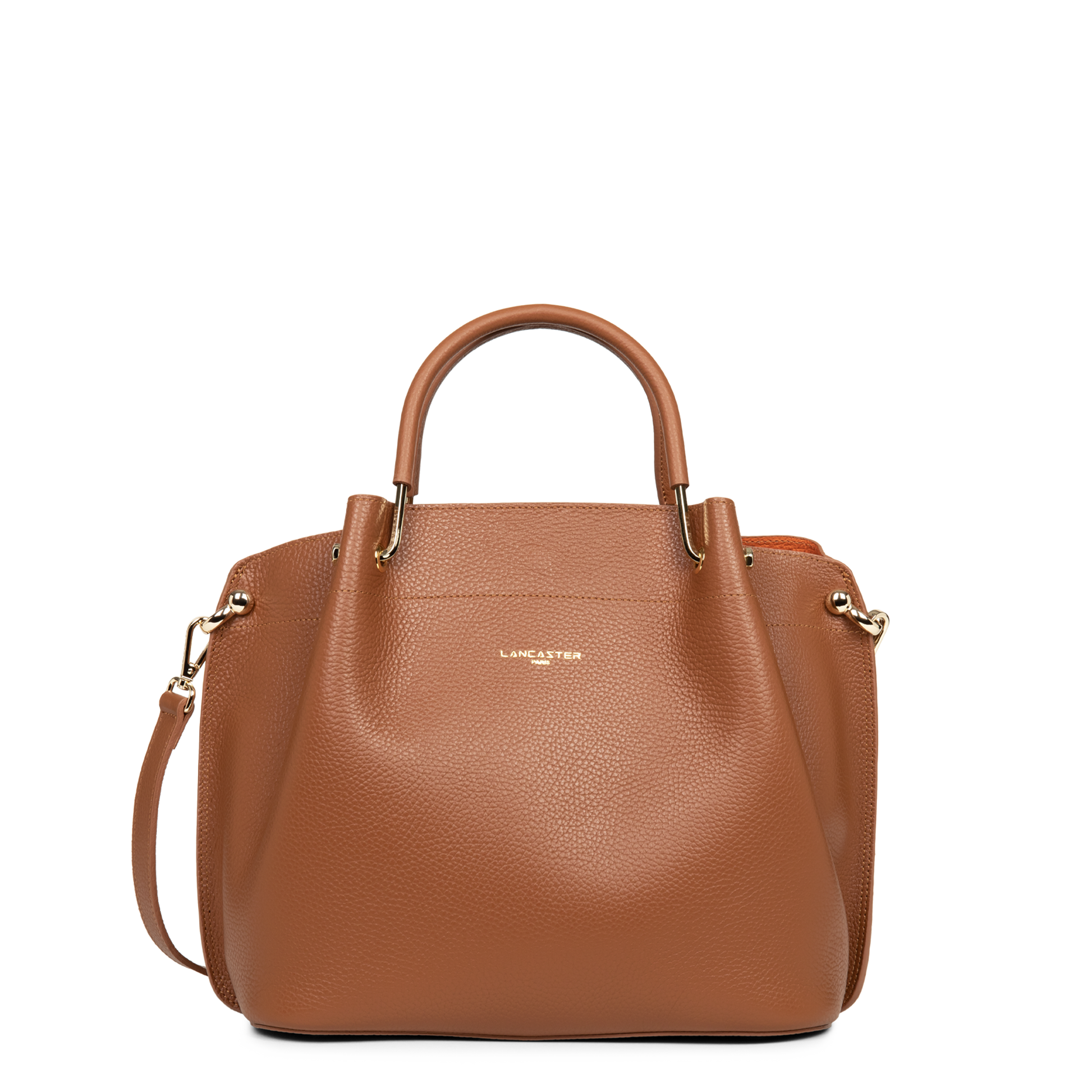 grand sac à main - foulonné double #couleur_camel-in-orange