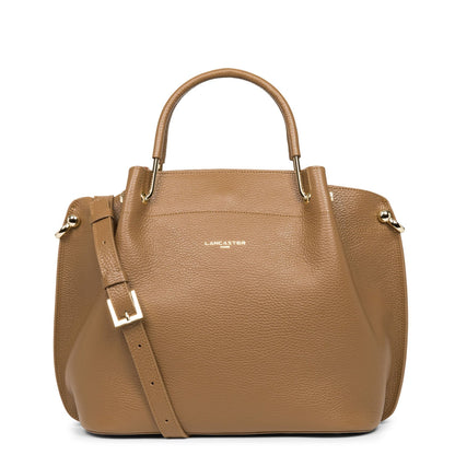 grand sac à main - foulonné double #couleur_camel-in-potiron