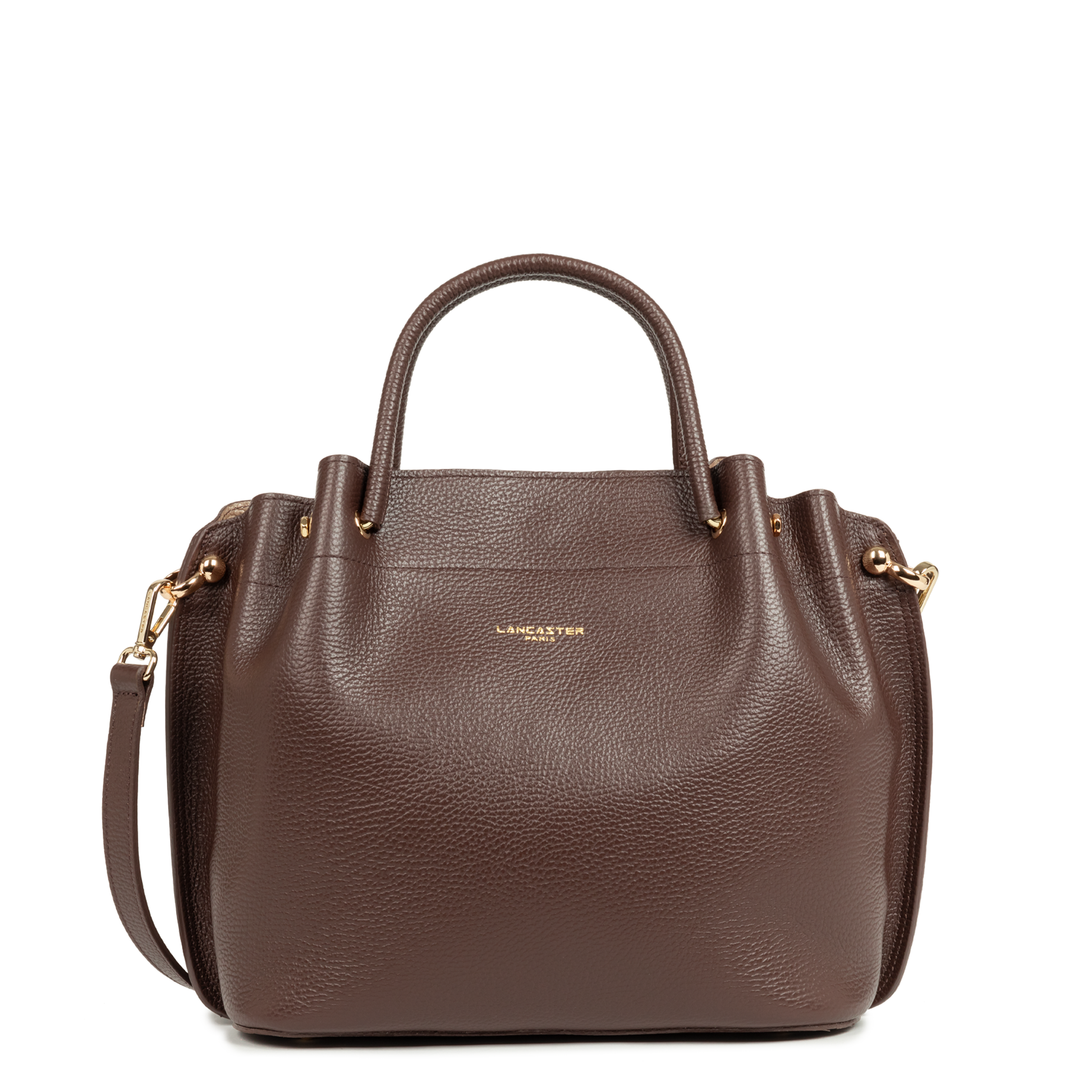 grand sac à main - foulonné double #couleur_marron-in-or-ple