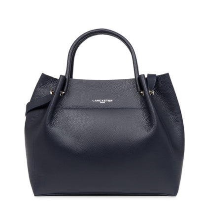 sac cabas épaule - foulonné double #couleur_bleu-fonc-in-argent