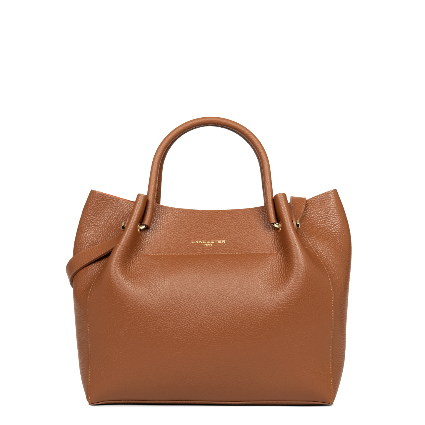 sac cabas épaule - foulonné double #couleur_camel-in-orange