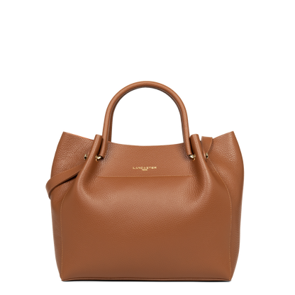 sac cabas épaule - foulonné double #couleur_camel-in-orange