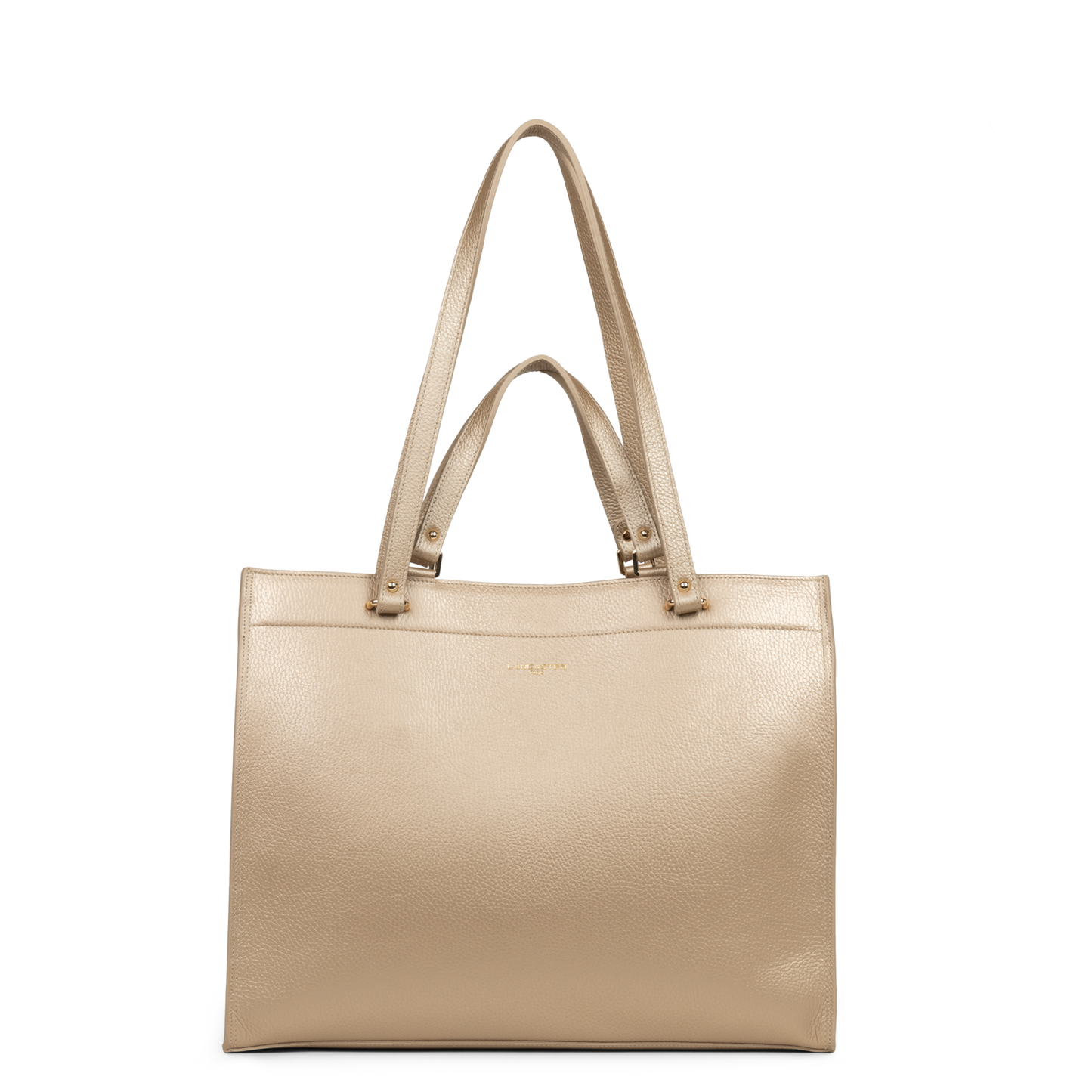 très grand sac cabas épaule - foulonné double #couleur_or-ple-in-nude