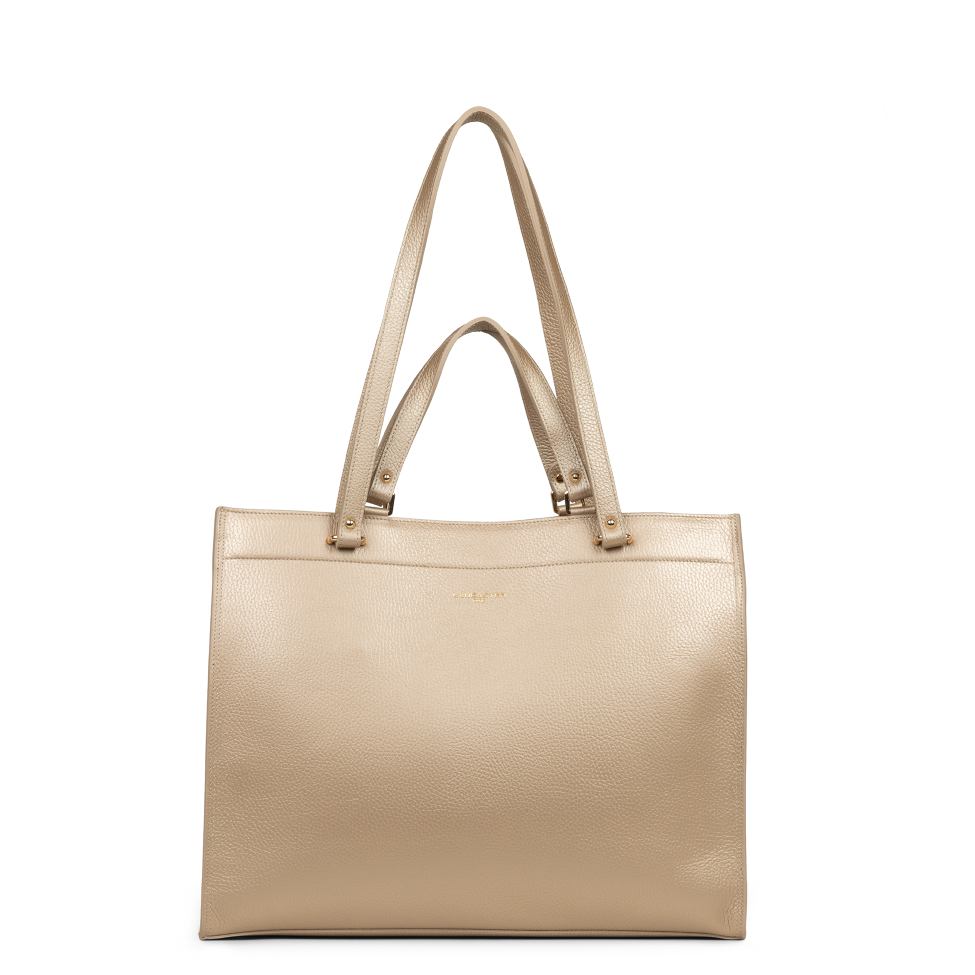 très grand sac cabas épaule - foulonné double #couleur_or-ple-in-nude