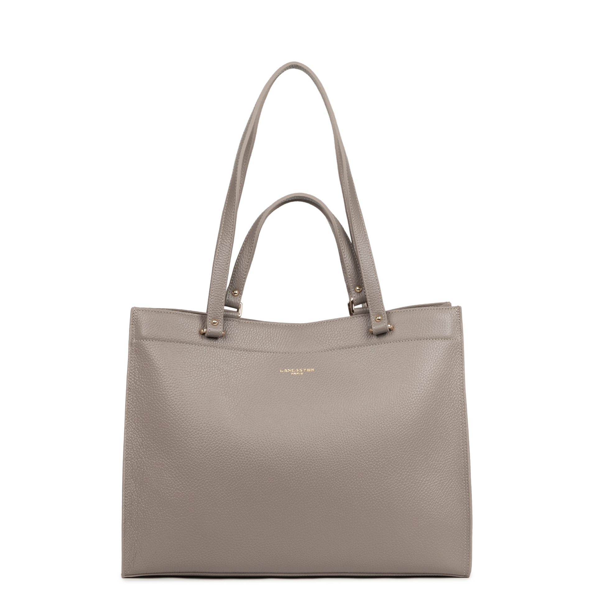 très grand sac cabas épaule - foulonné double daily #couleur_galet-in-or