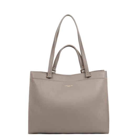 très grand sac cabas épaule - foulonné double daily #couleur_galet-in-or