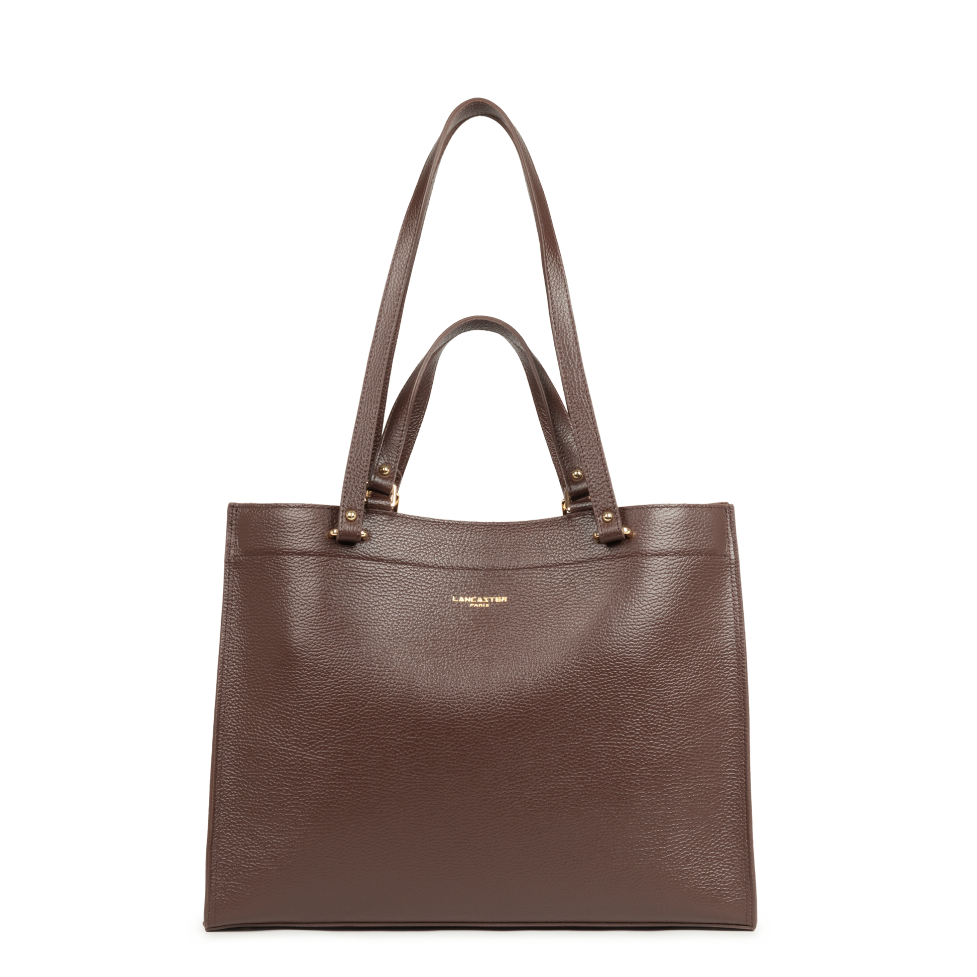 très grand sac cabas épaule - foulonné double daily #couleur_marron-in-or-ple
