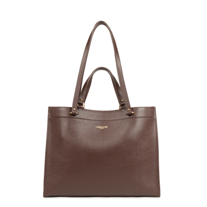 très grand sac cabas épaule - foulonné double daily #couleur_marron-in-or-ple