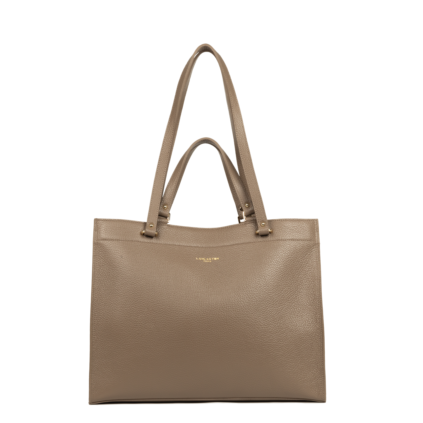 très grand sac cabas épaule - foulonné double #couleur_taupe-in-or