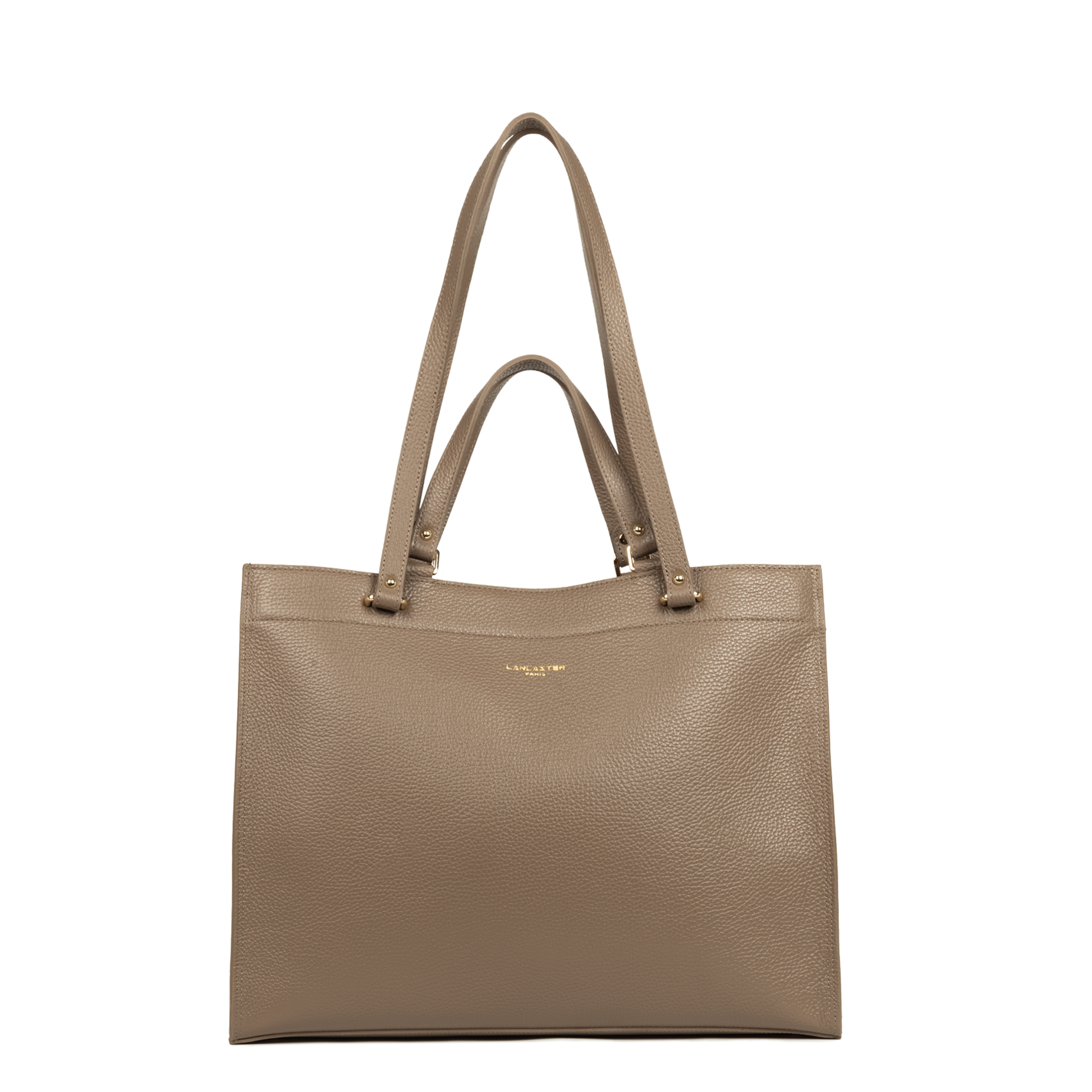 très grand sac cabas épaule - foulonné double #couleur_taupe-in-or