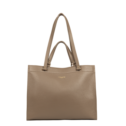très grand sac cabas épaule - foulonné double #couleur_taupe-in-or