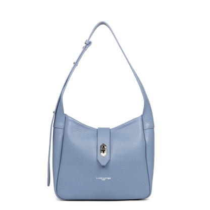 Petit sac seau - Top Double #couleur_bleu-cendre-in-argent
