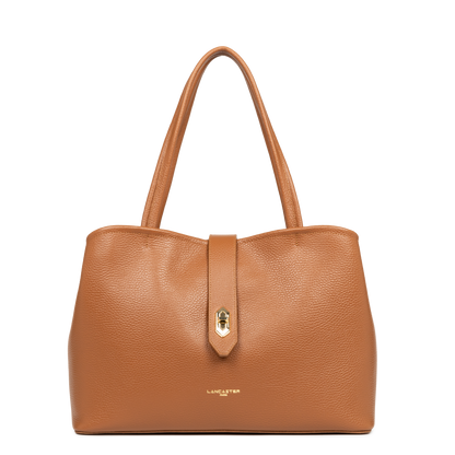 grand sac cabas épaule - top double #couleur_camel-in-orange