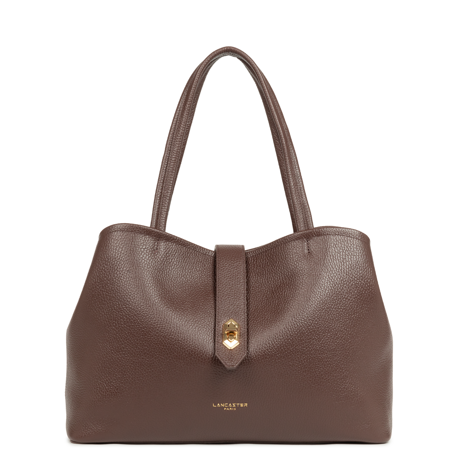 grand sac cabas épaule - top double #couleur_marron-in-or-ple