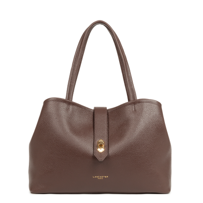 grand sac cabas épaule - top double #couleur_marron-in-or-ple