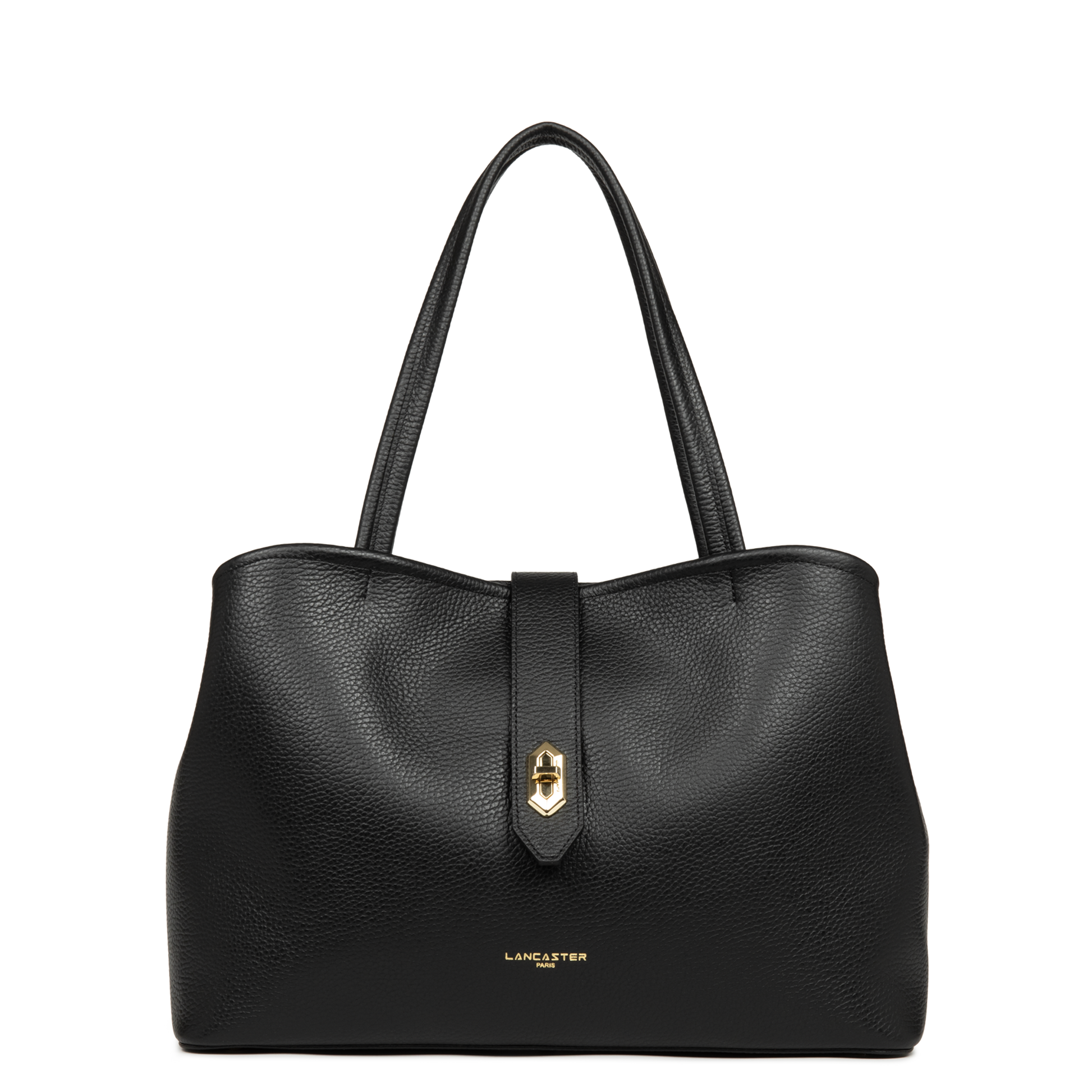 grand sac cabas épaule - top double #couleur_noir-in-nude