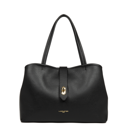grand sac cabas épaule - top double #couleur_noir-in-nude