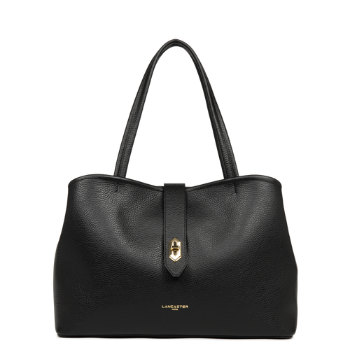 grand sac cabas épaule - top double #couleur_noir-in-nude