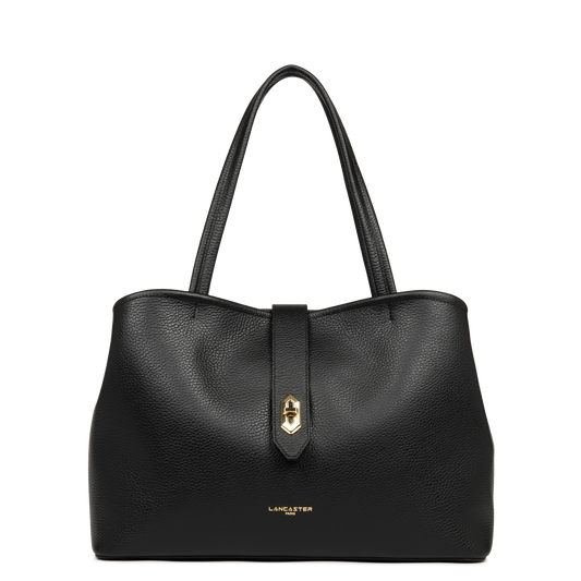 grand sac cabas épaule - top double #couleur_noir-in-nude