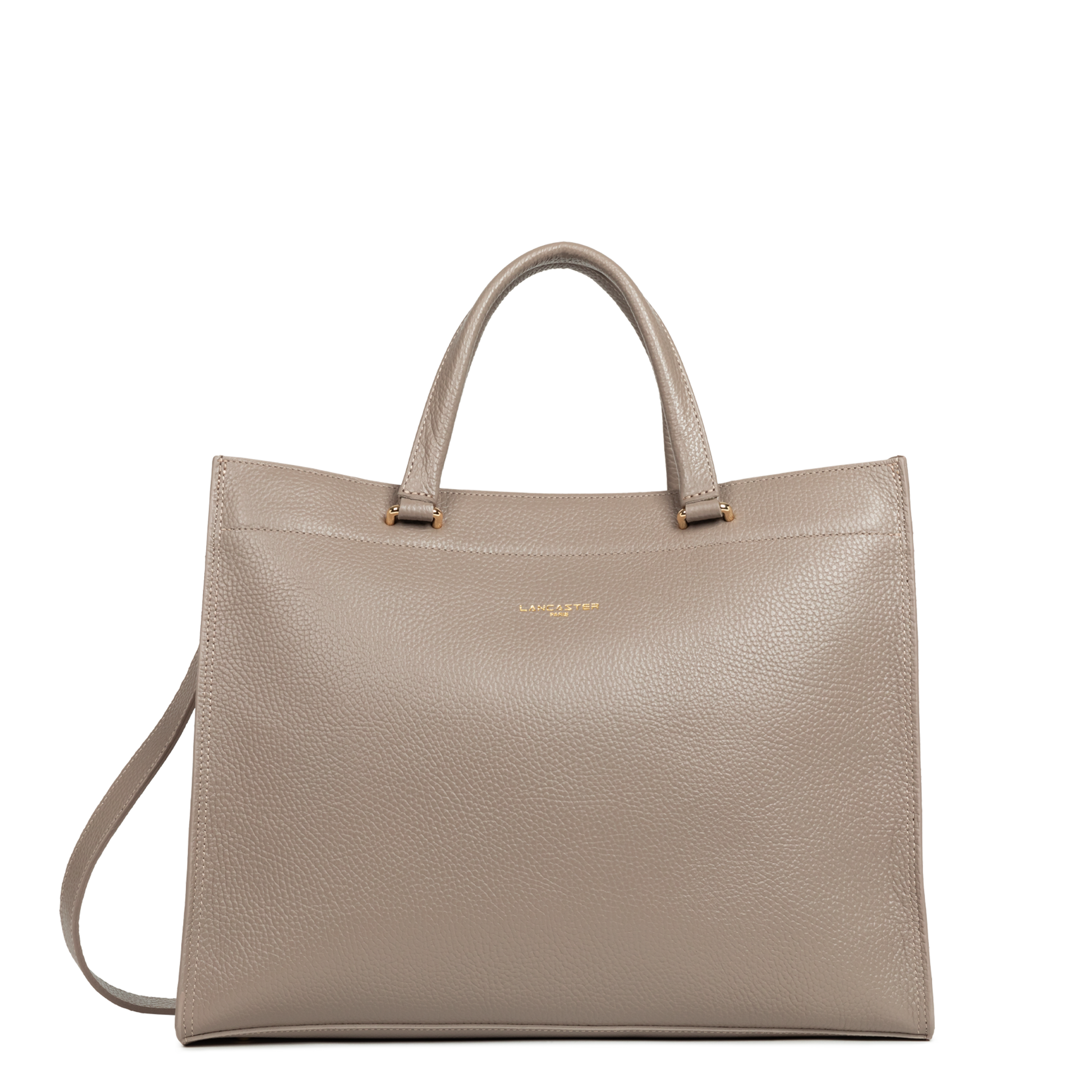 grand sac cabas épaule - foulonné double #couleur_galet-in-or