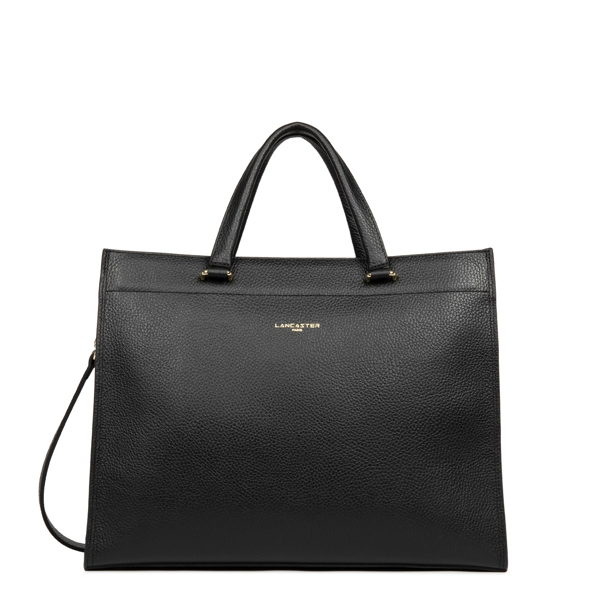 grand sac cabas épaule - foulonné double #couleur_noir-in-nude