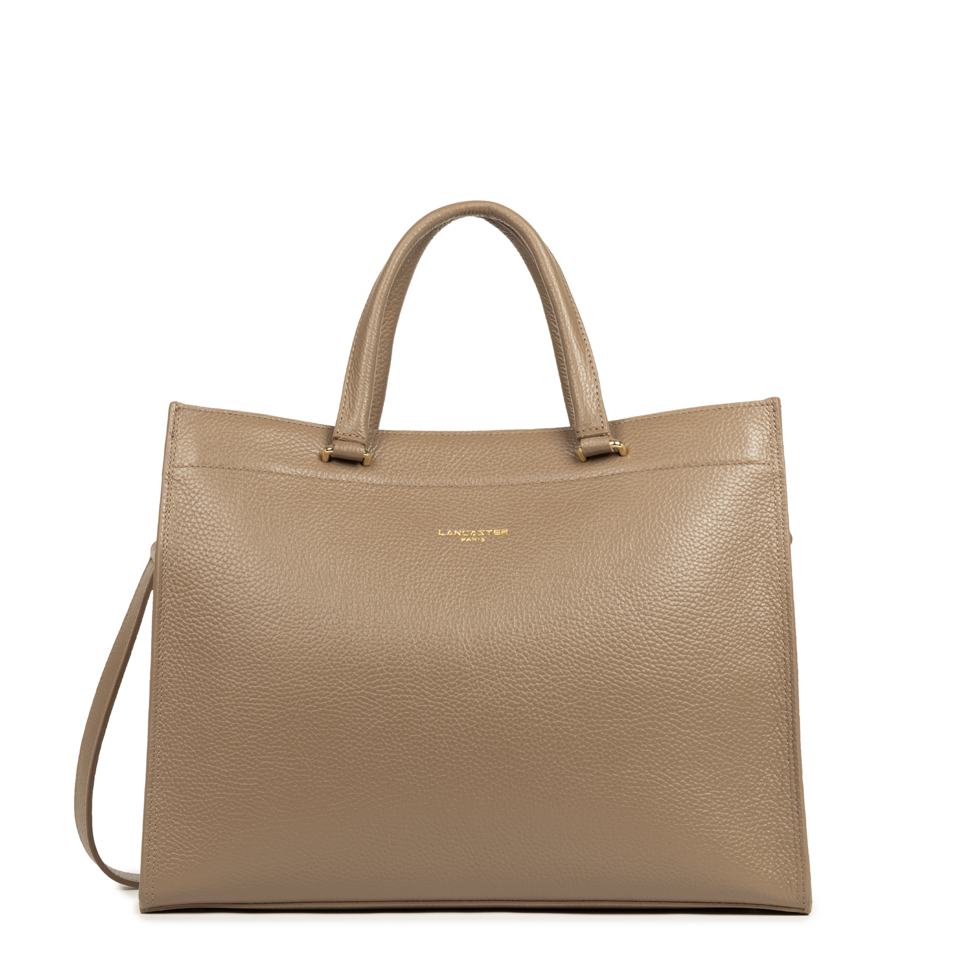 grand sac cabas épaule - foulonné double #couleur_taupe-in-or