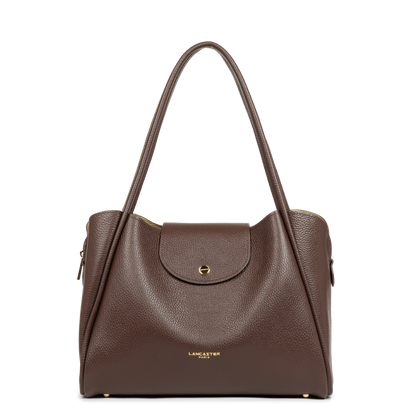 grand sac cabas épaule - ida double #couleur_marron-in-or-ple