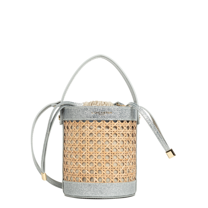 petit sac seau - cannage rotin #couleur_argent