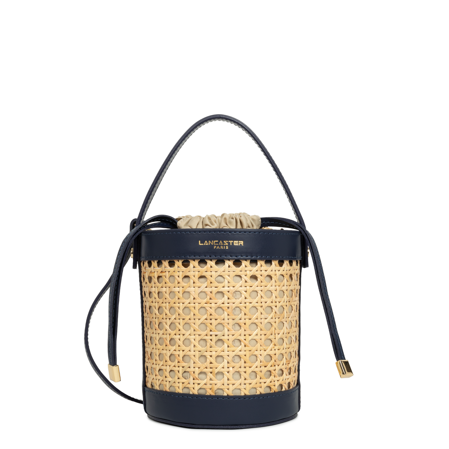 petit sac seau - cannage rotin #couleur_bleu-fonc