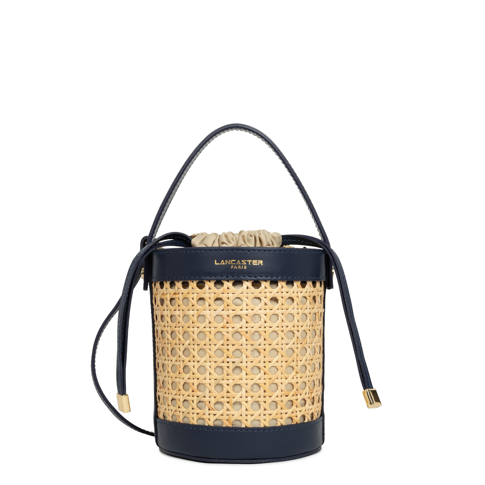 petit sac seau - cannage rotin #couleur_bleu-fonc