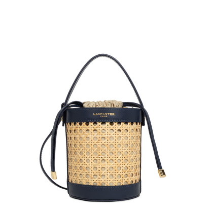 petit sac seau - cannage rotin #couleur_bleu-fonc