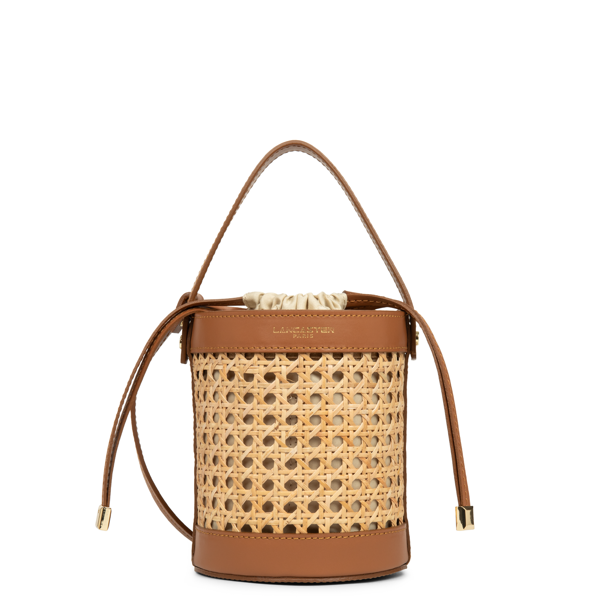 petit sac seau - cannage rotin #couleur_camel