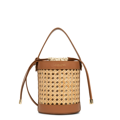 petit sac seau - cannage rotin #couleur_camel