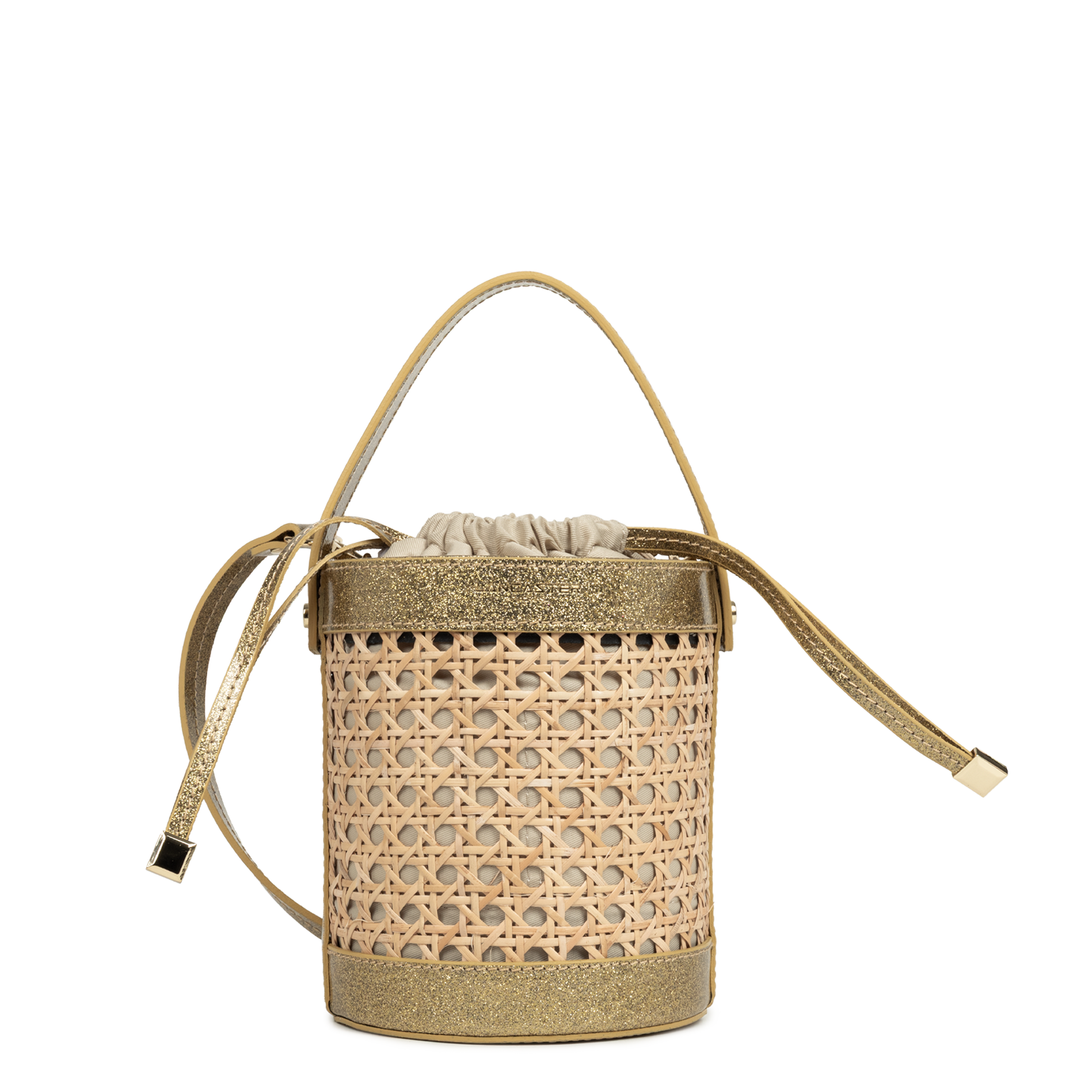 petit sac seau - cannage rotin #couleur_or