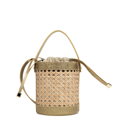 petit sac seau - cannage rotin #couleur_or