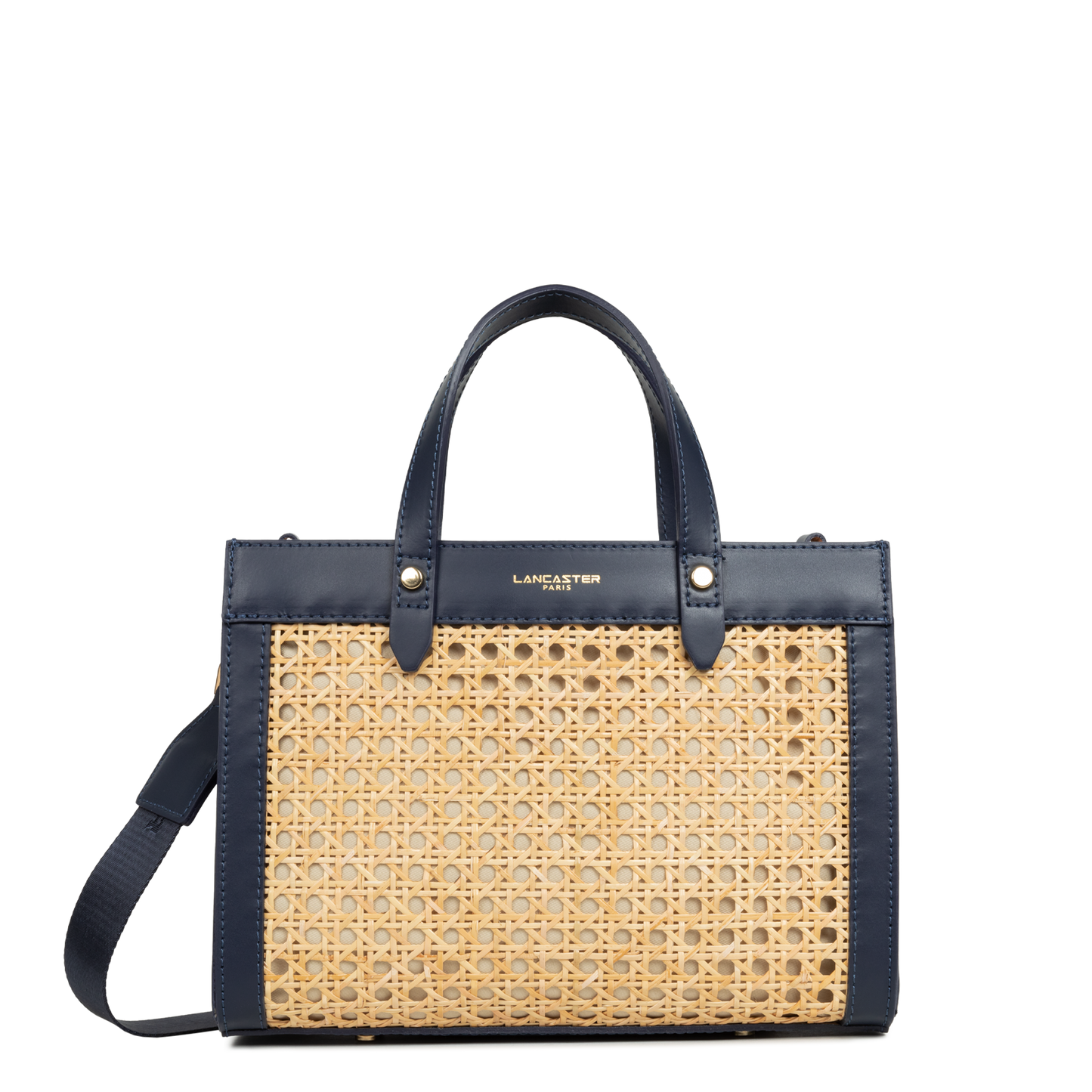 petit sac cabas main - cannage rotin #couleur_bleu-fonc