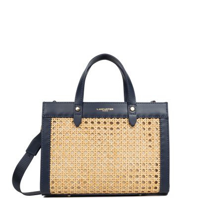 petit sac cabas main - cannage rotin #couleur_bleu-fonc