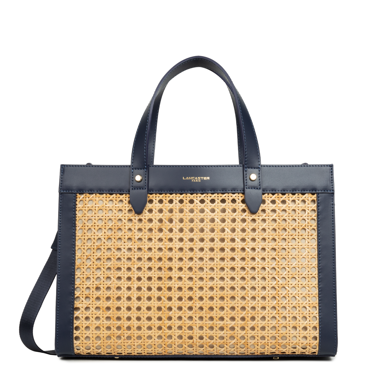 sac cabas main - cannage rotin #couleur_bleu-fonc