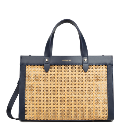 sac cabas main - cannage rotin #couleur_bleu-fonc