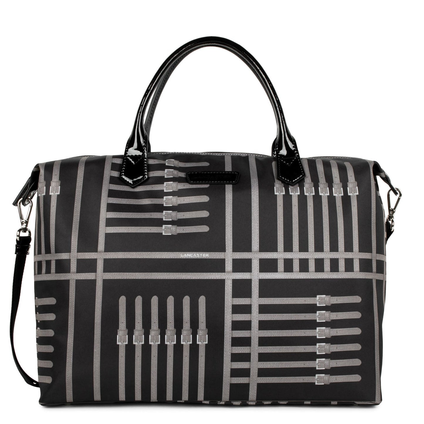 grand sac cabas main - basic verni #couleur_noir-taupe