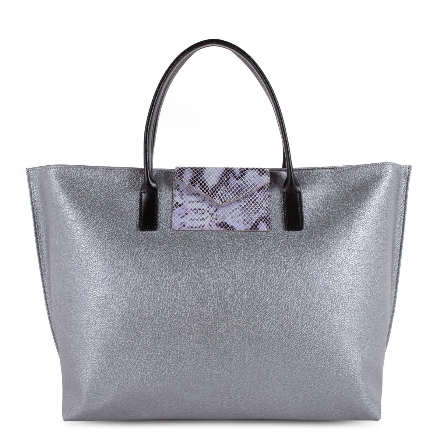 grand sac cabas main - maya #couleur_argent-python