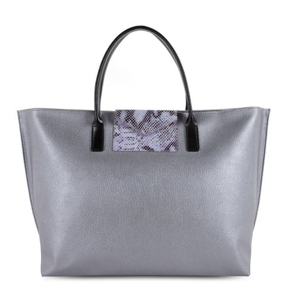 grand sac cabas main - maya #couleur_argent-python