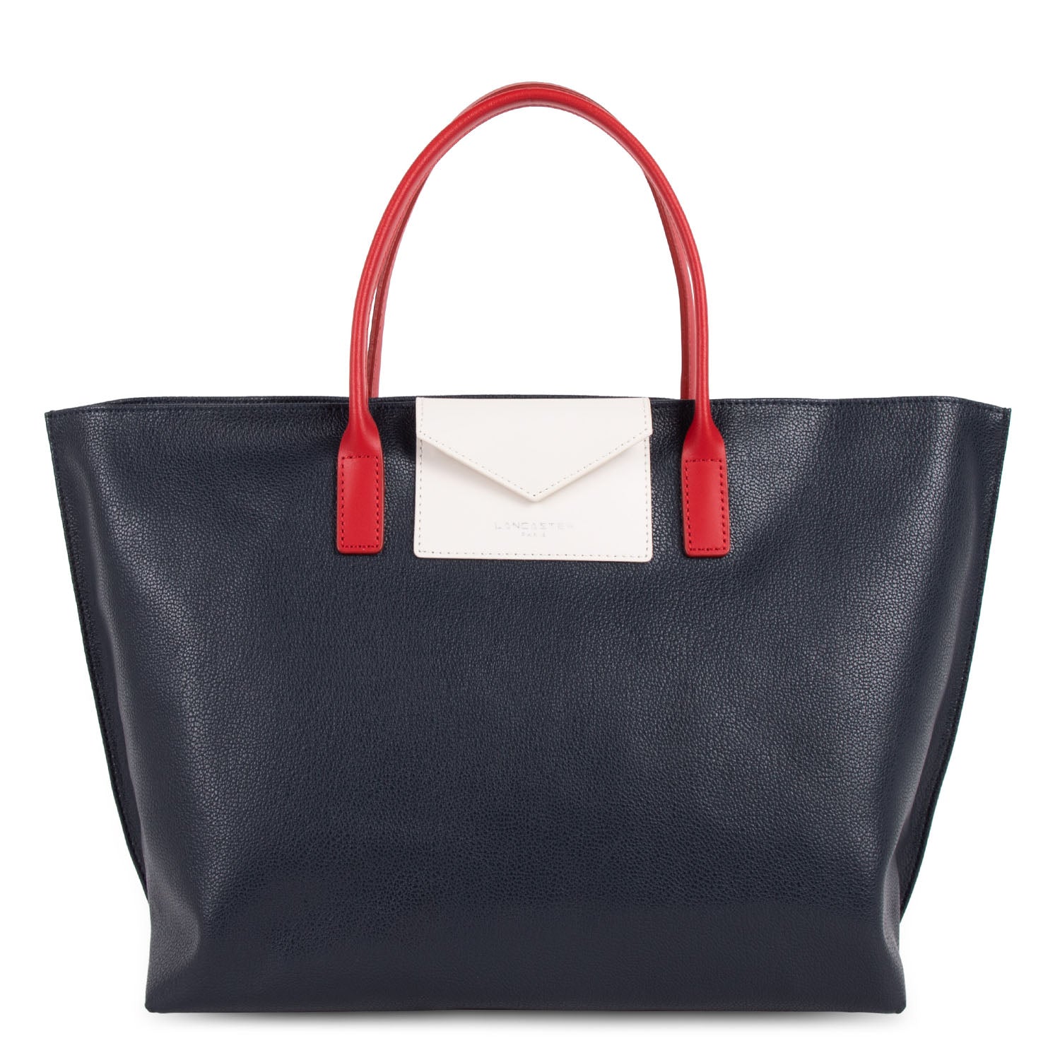 grand sac cabas main - maya #couleur_bleu-fonc-ecru-rouge