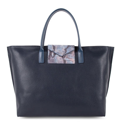 grand sac cabas main - maya #couleur_bleu-fonc-python