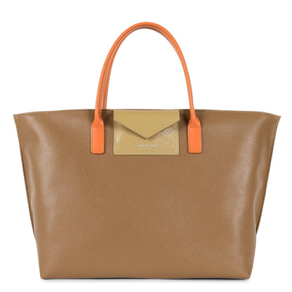 grand sac cabas main - maya #couleur_camel-naturel-orange