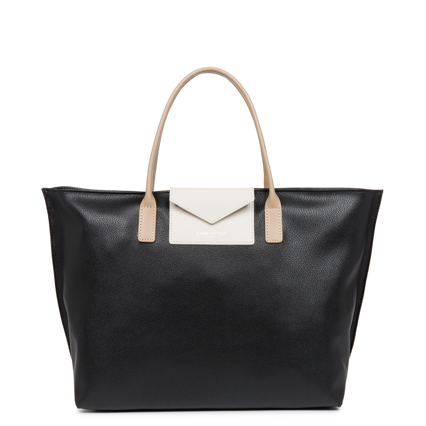 grand sac cabas main - maya #couleur_noir-ecru-nude